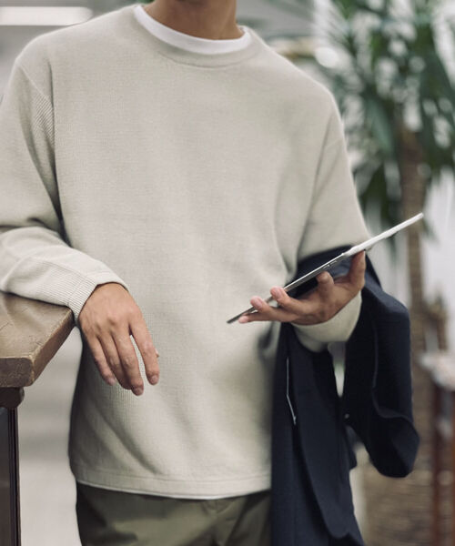 NOLLEY'S goodman（ノーリーズグッドマン）の「ハイツイスト コットン プルオーバーニット（ニット/セーター・メンズ・ネイビー/ミント/ベージュ・M/L）」の13枚目の写真