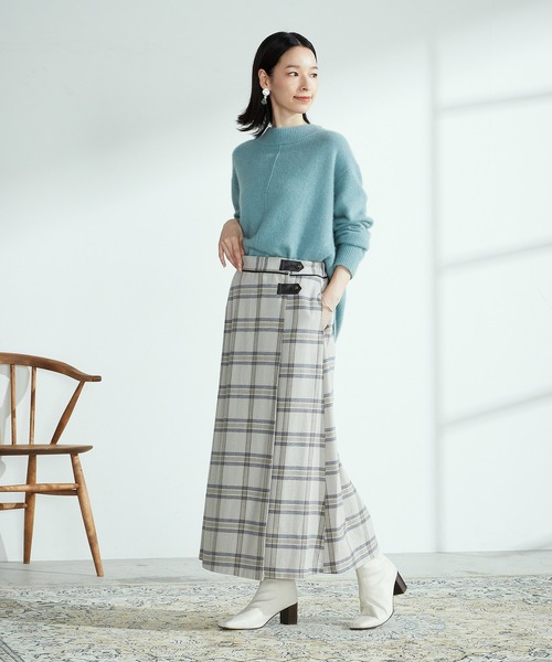 ONIGIRI(オニギリ)の「チェック柄 ロングスカート(スカート・レディース・グレー/キャメル・SMALL/MEDIUM/LARGE)」の4枚目の写真