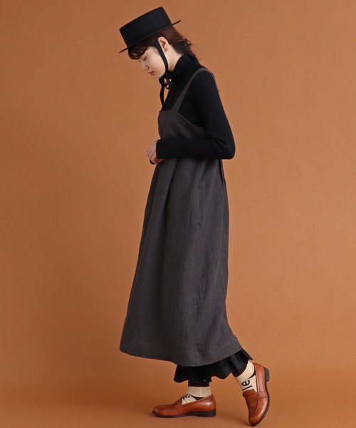 Malle（マル）の「malle　リネン/ウール　ジャンパースカート（ジャンパースカート・レディース・チャコールグレー/モカ・FREE）」の12枚目の写真