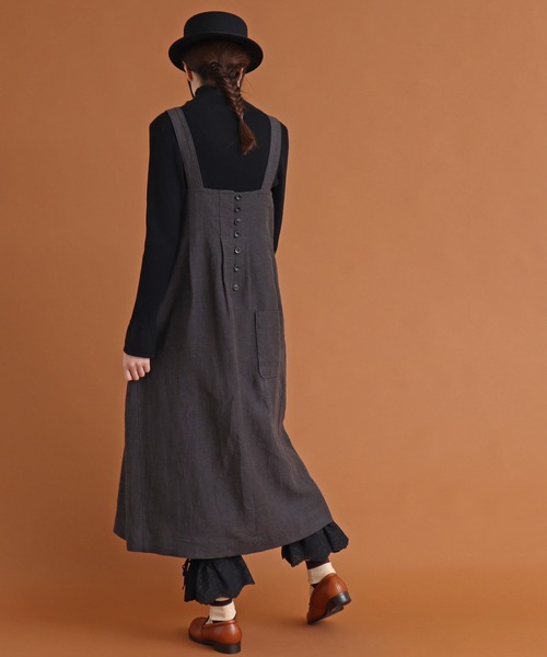 Malle（マル）の「malle　リネン/ウール　ジャンパースカート（ジャンパースカート・レディース・チャコールグレー/モカ・FREE）」の15枚目の写真