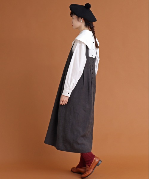 Malle（マル）の「malle　リネン/ウール　ジャンパースカート（ジャンパースカート・レディース・チャコールグレー/モカ・FREE）」の19枚目の写真