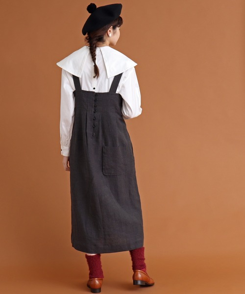 Malle（マル）の「malle　リネン/ウール　ジャンパースカート（ジャンパースカート・レディース・チャコールグレー/モカ・FREE）」の13枚目の写真