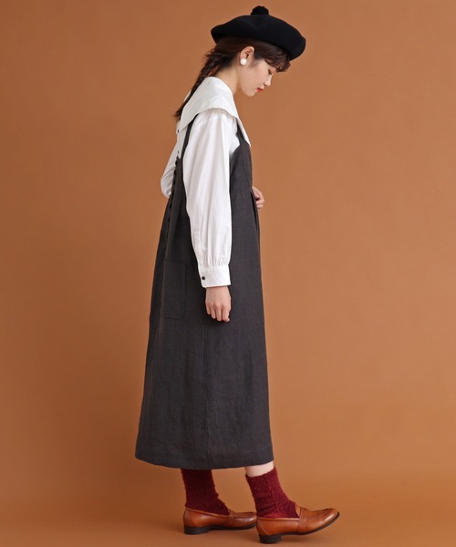 Malle（マル）の「malle　リネン/ウール　ジャンパースカート（ジャンパースカート・レディース・チャコールグレー/モカ・FREE）」の16枚目の写真