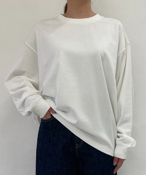 BROOKLYN OVERALL（ブルックリンオーバーオール）の「ドロップショルダースウェットシャツ（Tシャツ/カットソー・レディース・チャコールグレー/ダークブラウン/オフホワイト・FREE）」の2枚目の写真