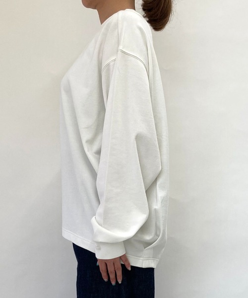 BROOKLYN OVERALL（ブルックリンオーバーオール）の「ドロップショルダースウェットシャツ（Tシャツ/カットソー・レディース・チャコールグレー/ダークブラウン/オフホワイト・FREE）」の9枚目の写真