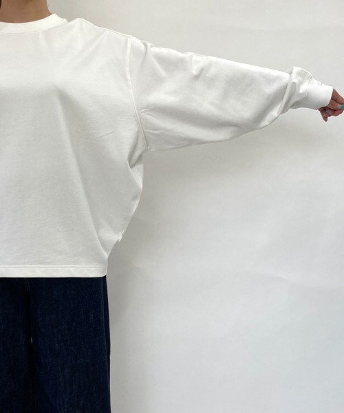 BROOKLYN OVERALL（ブルックリンオーバーオール）の「ドロップショルダースウェットシャツ（Tシャツ/カットソー・レディース・チャコールグレー/ダークブラウン/オフホワイト・FREE）」の14枚目の写真