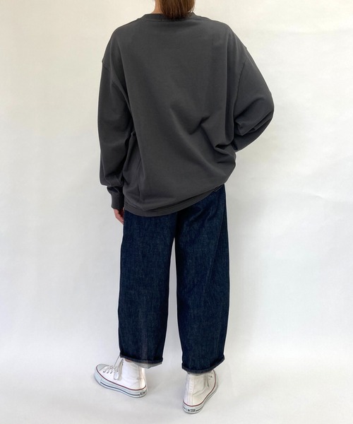 BROOKLYN OVERALL（ブルックリンオーバーオール）の「ドロップショルダースウェットシャツ（Tシャツ/カットソー・レディース・チャコールグレー/ダークブラウン/オフホワイト・FREE）」の18枚目の写真