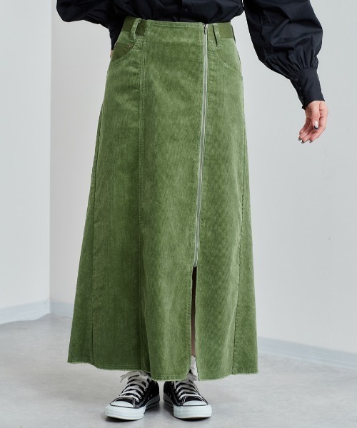 cepo（セポ）の「コーデュロイジップスカート（スカート・レディース・グリーン/オフホワイト/ブラウン・S/M）」の7枚目の写真