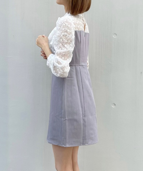 TITTY&CO.（ティティーアンドコー）の「長袖フラワーレースミニワンピース（ワンピース・レディース・ブラック/パープル・SMALL/MEDIUM）」の8枚目の写真