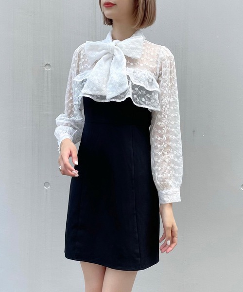 TITTY&CO.（ティティーアンドコー）の「長袖フラワーレースミニワンピース（ワンピース・レディース・ブラック/パープル・SMALL/MEDIUM）」の13枚目の写真