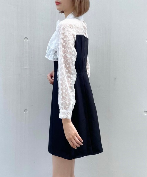 TITTY&CO.（ティティーアンドコー）の「長袖フラワーレースミニワンピース（ワンピース・レディース・ブラック/パープル・SMALL/MEDIUM）」の14枚目の写真