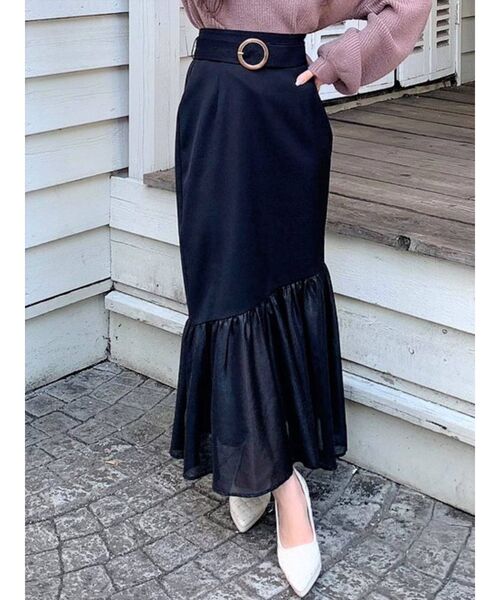 RESEXXY（リゼクシー）の「シアードッキングマーメイドスカート（スカート・レディース・ブルー/アイボリー/ブラック/ピンク・FREE）」の3枚目の写真