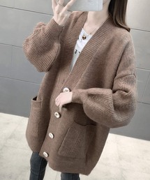 ボリューム袖 ニットカーディガン