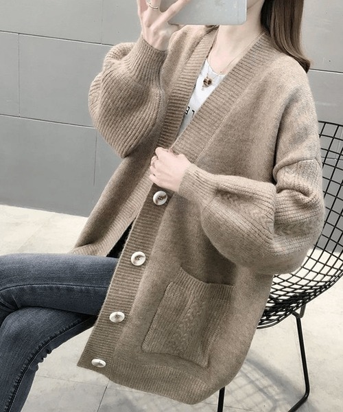 shopnikoniko(ショップニコニコ)の「ボリューム袖 ニットカーディガン(カーディガン/ボレロ・レディース・ホワイト/ベージュ/グリーン・フリー)」の11枚目の写真