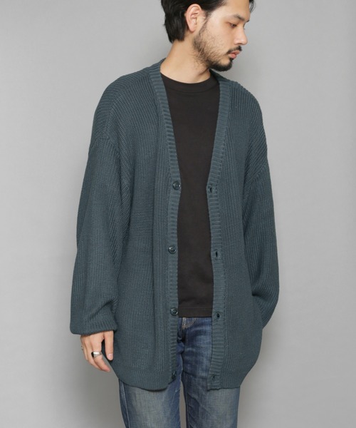 CERCA（チェルカ）の「RS/ボリューム袖シンプルニットルーズカーディガン（カーディガン/ボレロ・メンズ・チャコールグレー/ブラック/ブラウン/ブルーグレー・MEDIUM/LARGE）」の3枚目の写真