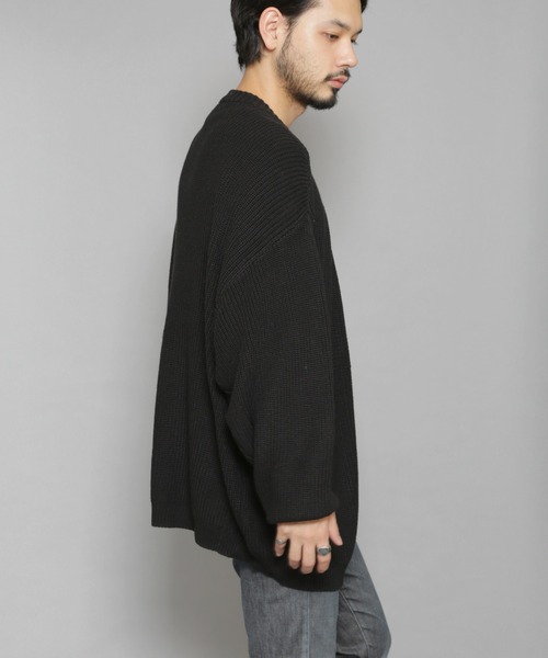 CERCA（チェルカ）の「RS/ボリューム袖シンプルニットルーズカーディガン（カーディガン/ボレロ・メンズ・チャコールグレー/ブラック/ブラウン/ブルーグレー・MEDIUM/LARGE）」の5枚目の写真