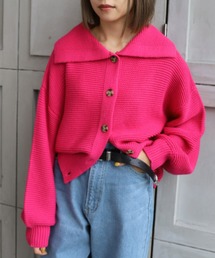 moment+ | 5G ガーター編みえり付きショートニットカーデ(カーディガン/ボレロ)