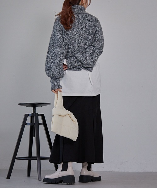 Heather(ヘザー)の「トリコロールヤーンニットプルオーバー 255599(ニット/セーター・レディース・ブラック/ベージュ/パープル/ブラウン・FREE)」の6枚目の写真