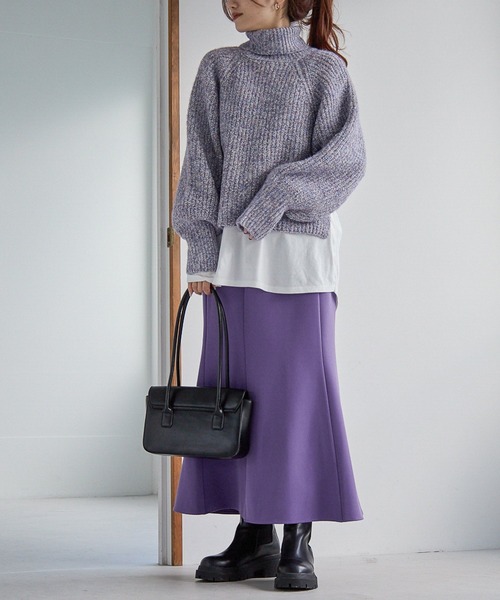 Heather(ヘザー)の「トリコロールヤーンニットプルオーバー 255599(ニット/セーター・レディース・ブラック/ベージュ/パープル/ブラウン・FREE)」の14枚目の写真