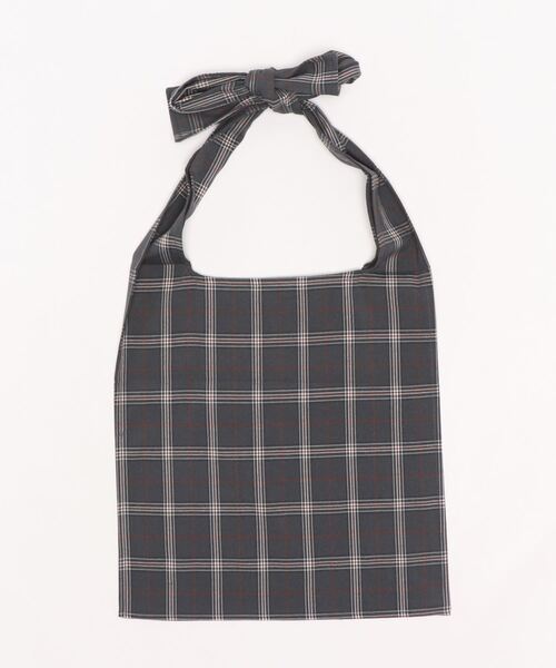 JUMELLE（ジュメロ）の「リボンチェックトート（トートバッグ・レディース・ベージュ/チャコールグレー・FREE）」の6枚目の写真