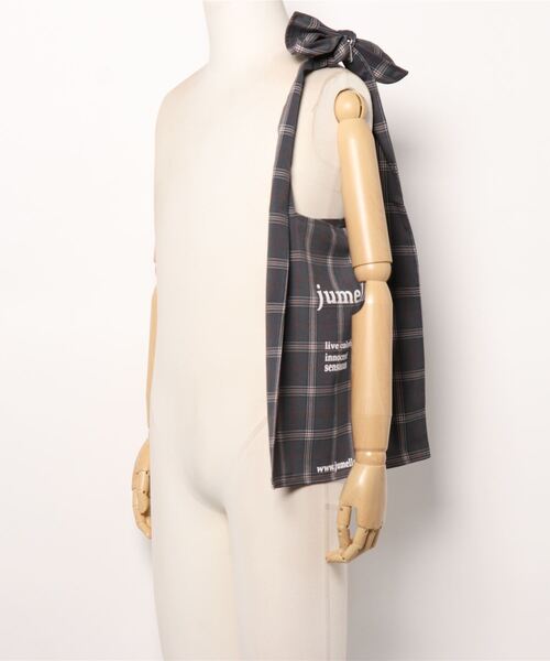 JUMELLE（ジュメロ）の「リボンチェックトート（トートバッグ・レディース・ベージュ/チャコールグレー・FREE）」の5枚目の写真