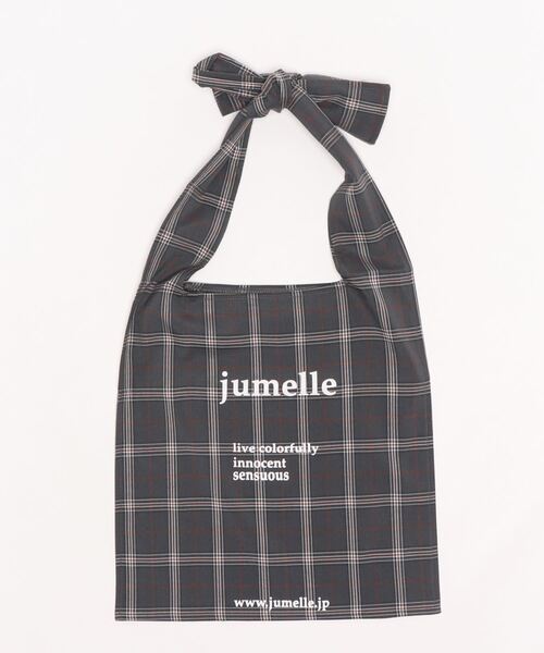 JUMELLE（ジュメロ）の「リボンチェックトート（トートバッグ・レディース・ベージュ/チャコールグレー・FREE）」の8枚目の写真