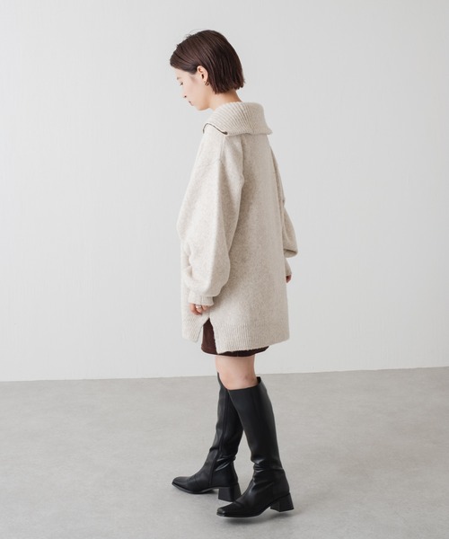 Kastane（カスタネ）の「ハーフジップBIGニット（ニット/セーター・レディース・ブラウン/アイボリー/ブラック・FREE）」の8枚目の写真