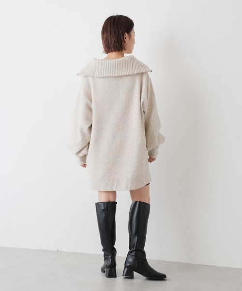 Kastane（カスタネ）の「ハーフジップBIGニット（ニット/セーター・レディース・ブラウン/アイボリー/ブラック・FREE）」の9枚目の写真