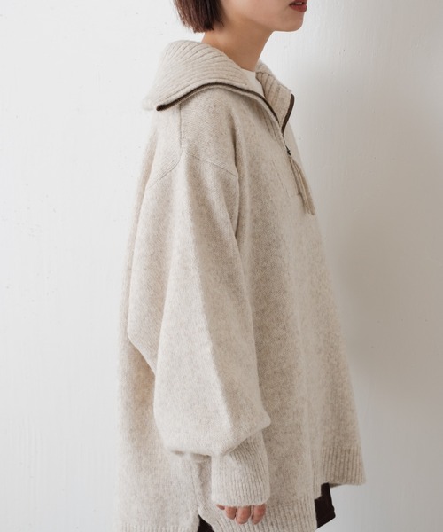 Kastane（カスタネ）の「ハーフジップBIGニット（ニット/セーター・レディース・ブラウン/アイボリー/ブラック・FREE）」の15枚目の写真