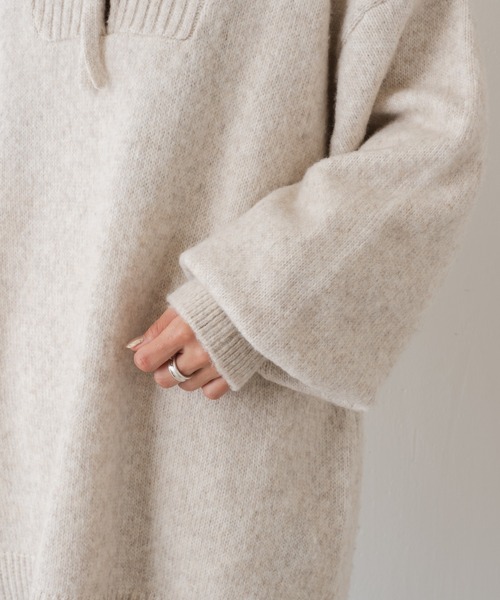 Kastane（カスタネ）の「ハーフジップBIGニット（ニット/セーター・レディース・ブラウン/アイボリー/ブラック・FREE）」の21枚目の写真