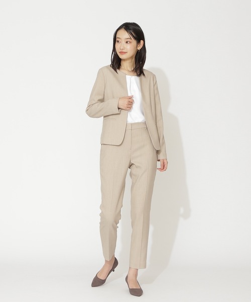 【美品】ナチュラルビューティーベーシック ノーカラー パンツスーツ ベージュ 楽天市場】ナチュラルビューティーベーシック スーツ レディース