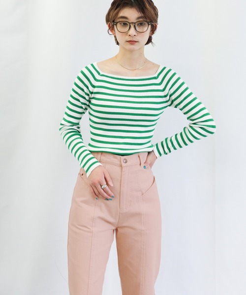 select MOCA(セレクトモカ)の「センター切替カラーデニムパンツ(デニムパンツ・レディース・ブラック/ピンク/アイボリー/ライトカーキ・SMALL/MEDIUM)」の7枚目の写真