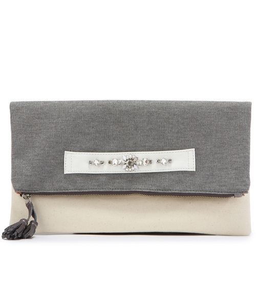 Another Edition（アナザーエディション）の「ビジューコンビクラッチバック/AEFC BJ CMB CLT◆（クラッチバッグ・レディース・オフホワイト/ネイビー・フリー）」の2枚目の写真