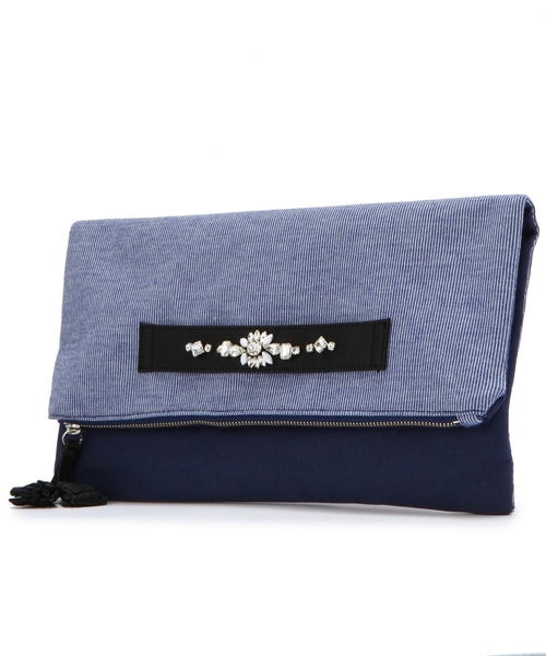 Another Edition（アナザーエディション）の「ビジューコンビクラッチバック/AEFC BJ CMB CLT◆（クラッチバッグ・レディース・オフホワイト/ネイビー・フリー）」の8枚目の写真