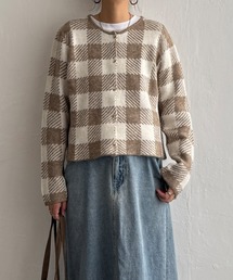 【ZOZO限定】配色クルーショート丈カーディガン