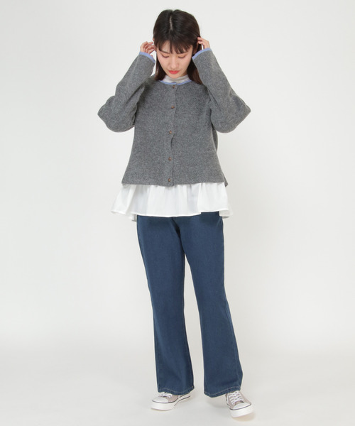 LBC(エルビーシー)の「【ZOZO限定】配色クルーショート丈カーディガン(カーディガン/ボレロ・レディース・チャコールグレー/ライトブルー/ベージュ/クリアグリーン/ライトベージュ・M)」の10枚目の写真