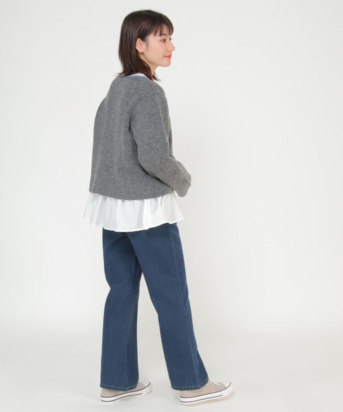 LBC(エルビーシー)の「【ZOZO限定】配色クルーショート丈カーディガン(カーディガン/ボレロ・レディース・チャコールグレー/ライトブルー/ベージュ/クリアグリーン/ライトベージュ・M)」の11枚目の写真