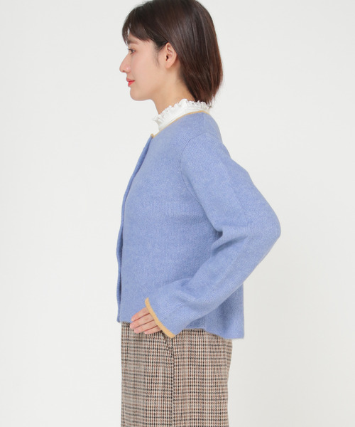 LBC(エルビーシー)の「【ZOZO限定】配色クルーショート丈カーディガン(カーディガン/ボレロ・レディース・チャコールグレー/ライトブルー/ベージュ/クリアグリーン/ライトベージュ・M)」の14枚目の写真