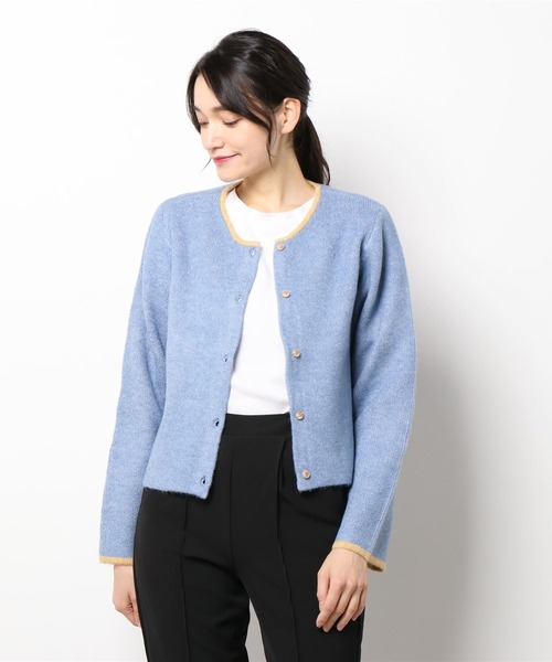 LBC(エルビーシー)の「【ZOZO限定】配色クルーショート丈カーディガン(カーディガン/ボレロ・レディース・チャコールグレー/ライトブルー/ベージュ/クリアグリーン/ライトベージュ・M)」の6枚目の写真