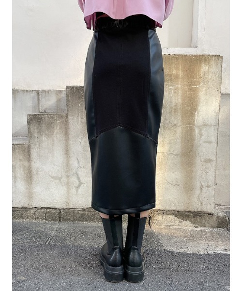 ENVYM（アンビー）の「レザーコンビミディアムＳＫ（スカート・レディース・ブラック・FREE）」の10枚目の写真