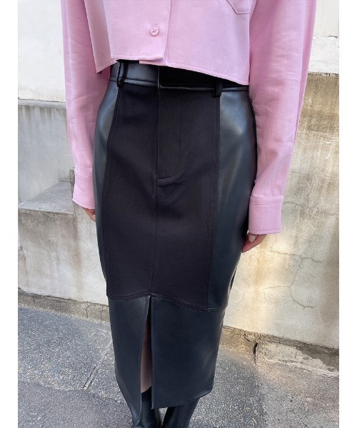 ENVYM（アンビー）の「レザーコンビミディアムＳＫ（スカート・レディース・ブラック・FREE）」の12枚目の写真