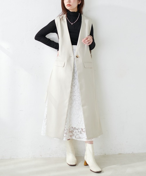 natural couture(ナチュラルクチュール)の「シアーネットメロウタートル(Tシャツ/カットソー・レディース・オフホワイト/ブラック/グリーン・FREE)」の12枚目の写真