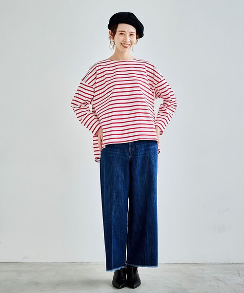 le.coeur blanc(ルクールブラン)の「デニムワイドクロップドパンツ(デニムパンツ・レディース・ネイビー/ブルー・38/36)」の7枚目の写真