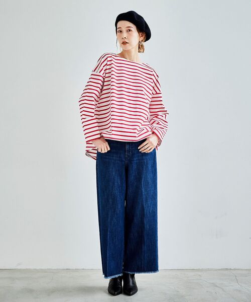 le.coeur blanc(ルクールブラン)の「デニムワイドクロップドパンツ(デニムパンツ・レディース・ネイビー/ブルー・38/36)」の10枚目の写真