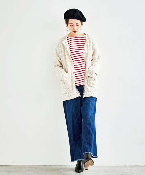 le.coeur blanc(ルクールブラン)の「デニムワイドクロップドパンツ(デニムパンツ・レディース・ネイビー/ブルー・38/36)」の11枚目の写真