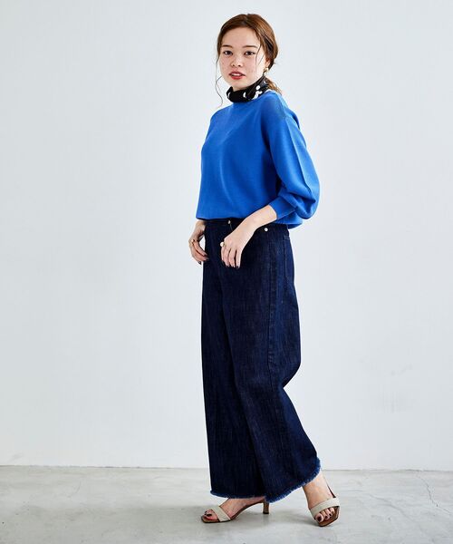 le.coeur blanc(ルクールブラン)の「デニムワイドクロップドパンツ(デニムパンツ・レディース・ネイビー/ブルー・38/36)」の18枚目の写真