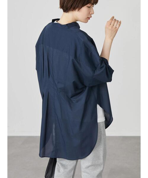 AMERICAN HOLIC（アメリカンホリック）の「イージーケアバックタックシャツチュニック（Tシャツ/カットソー・レディース・ネイビー/ストライプ・FREE）」の4枚目の写真