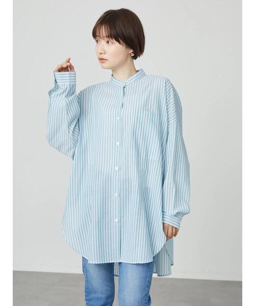 AMERICAN HOLIC（アメリカンホリック）の「イージーケアバックタックシャツチュニック（Tシャツ/カットソー・レディース・ネイビー/ストライプ・FREE）」の13枚目の写真