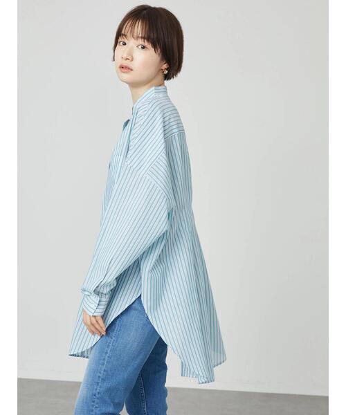 AMERICAN HOLIC（アメリカンホリック）の「イージーケアバックタックシャツチュニック（Tシャツ/カットソー・レディース・ネイビー/ストライプ・FREE）」の14枚目の写真