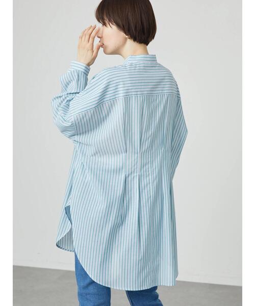 AMERICAN HOLIC（アメリカンホリック）の「イージーケアバックタックシャツチュニック（Tシャツ/カットソー・レディース・ネイビー/ストライプ・FREE）」の15枚目の写真